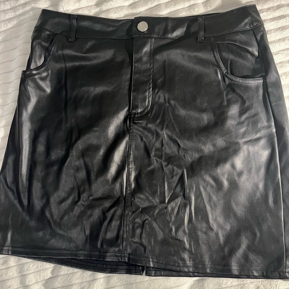 Black Leather Mini Skirt A2